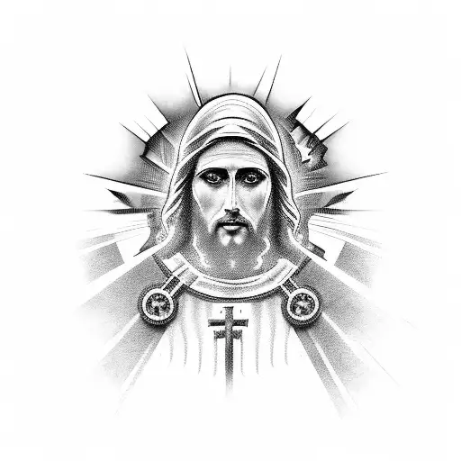 the Christ with numbers 8, 1 and 3 on its endings tattoo design idea