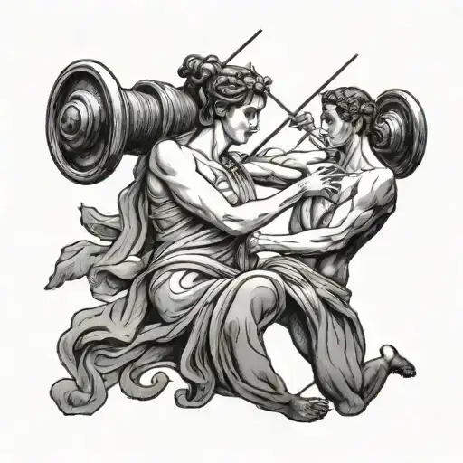 Greek fates spinning the thread tattoo design idea