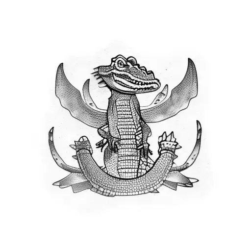 mexican crocodile  tattoo design idea