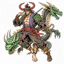 cyber samurai and dragon tattoo design idea