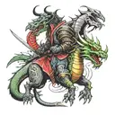 cyber samurai and dragon tattoo design idea