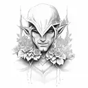 elf man in flowers tattoo design idea