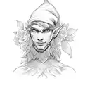 elf man in flowers tattoo design idea