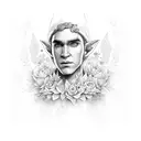 elf man in flowers tattoo design idea