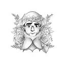 elf man in flowers tattoo design idea