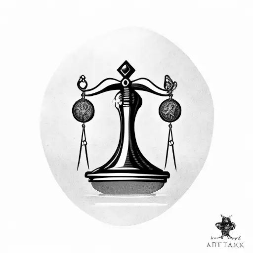 Black and Grey Libra Scale With Rosary Tattoo Idea - BlackInk AI