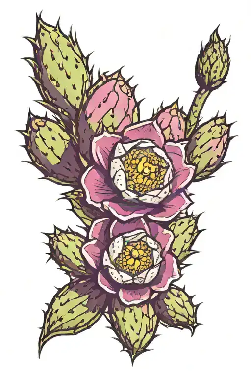 purple prickly pear cactus tattoo design idea