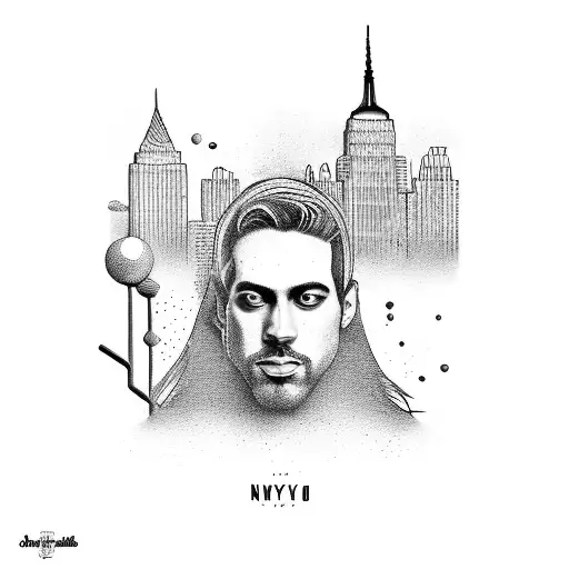 nyc barcelona surreal blend tattoo design idea