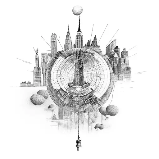 surreal nyc theme sculpture tattoo design idea