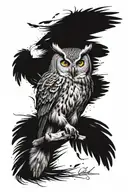 owl attack wings feather tattoo design idea