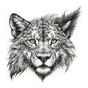 half lion half wolf  tattoo design idea