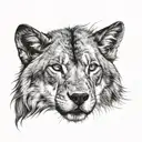half lion half wolf  tattoo design idea