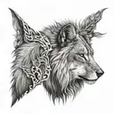 half lion half wolf  tattoo design idea