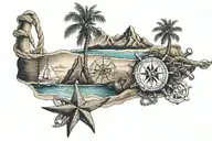 armband tattoos featuring beaches,mountains ,adventures,anchor,boat steering ,direction,risk, tattoo design idea