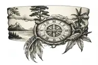 armband tattoos featuring beaches,mountains ,adventures,anchor,boat steering ,direction,risk, tattoo design idea