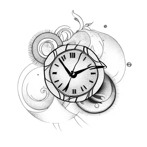 mother and son flower clock tattoo design idea
