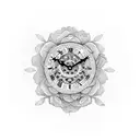 mother and son in a flower clock tattoo design idea