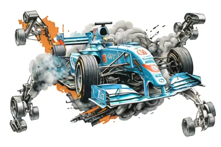 f1 race car driving tattoo design idea