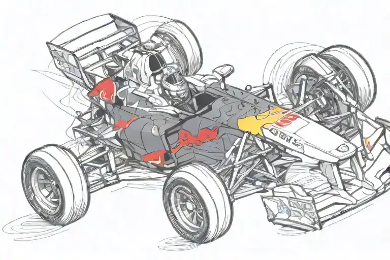 f1 red bull car driving tattoo design idea