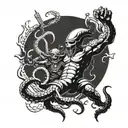 The Kraken is fighting a gladiator  tattoo design idea