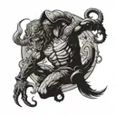 The Kraken is fighting a gladiator  tattoo design idea