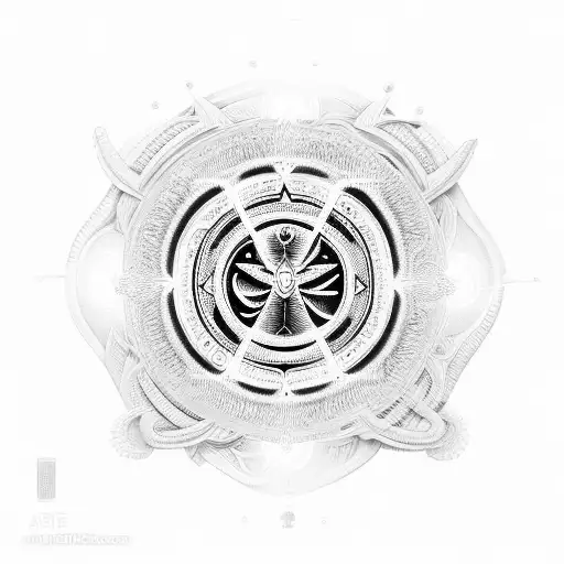 A futuristic representation of the 7 chakras with a trishul tattoo design idea