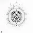 7 Chakra with sudarshan chakra and gayatri mantra tattoo design idea