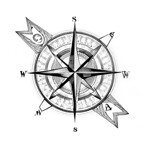 A tattoo of a compass rose surrounded by various European landmarks tattoo design idea