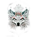 lobo e floresta tattoo design idea