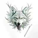 lobo e floresta tattoo design idea
