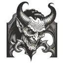 the devil whispering in God's ear tattoo design idea