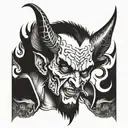 the devil whispering in God's ear tattoo design idea