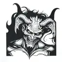 the devil whispering in God's ear tattoo design idea