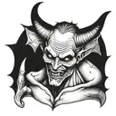 the devil whispering in God's ear tattoo design idea
