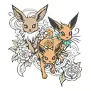 Eevee and all evolutions arm sleeve tattoo tattoo design idea