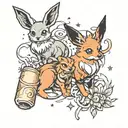 Eevee and all evolutions arm sleeve tattoo tattoo design idea