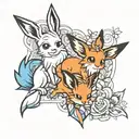 Eevee and all evolutions arm sleeve tattoo tattoo design idea