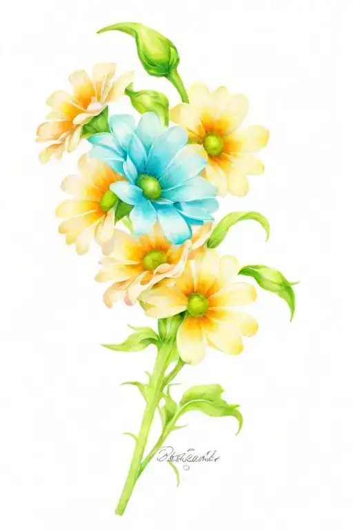 daisy and sweet pea tattoo design idea