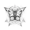A witchcraft-themed tattoo featuring a moth surrounded by magical symbols tattoo design idea