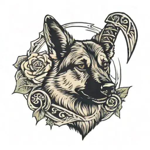 2 year old GSD named Thor holding Mjölnir Thor's hammer tattoo design idea