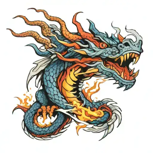 Irezumi tattoo of a dragon spitting fire at the world government liberating oppressed peoples tattoo design idea