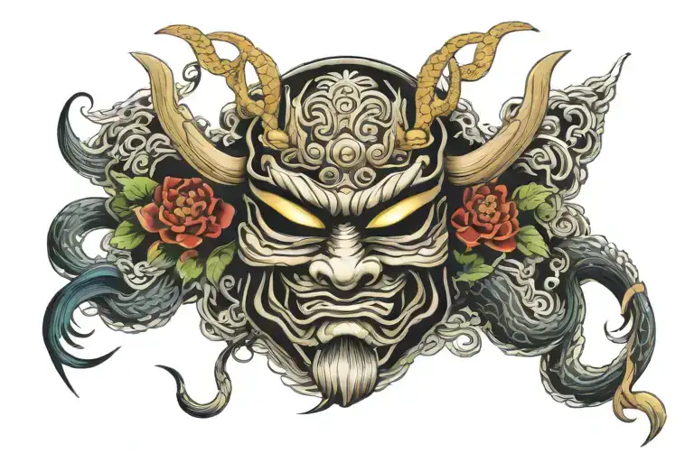 shogun mask tattoo design idea