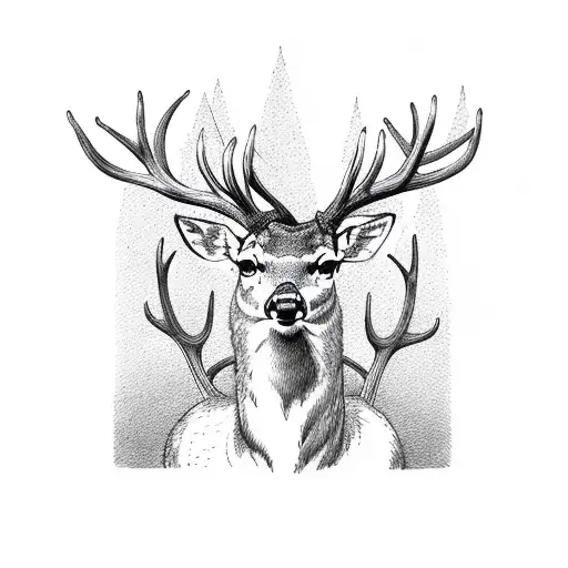 Deer with a forest of antlers tattoo design idea
