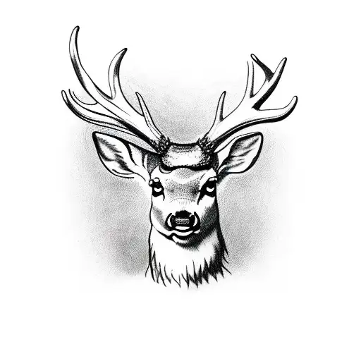 Deer with a forest of antlers tattoo design idea