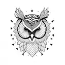 owl geometric and realistic masculine with trees  tattoo design idea