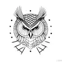owl geometric and realistic masculine with trees  tattoo design idea