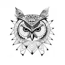 owl geometric and realistic masculine with trees  tattoo design idea