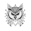 owl geometric and realistic masculine with trees  tattoo design idea
