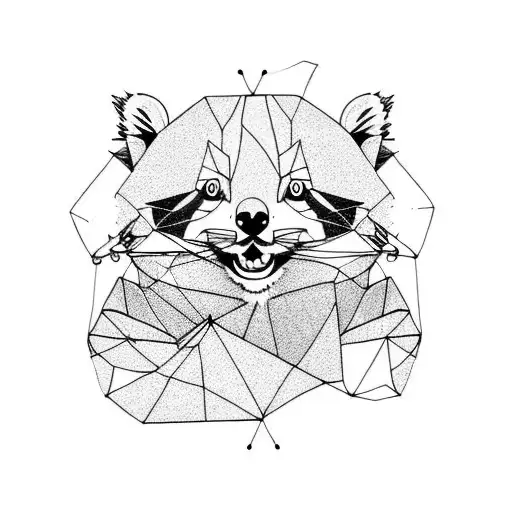 Red panda on paraglider tattoo design idea