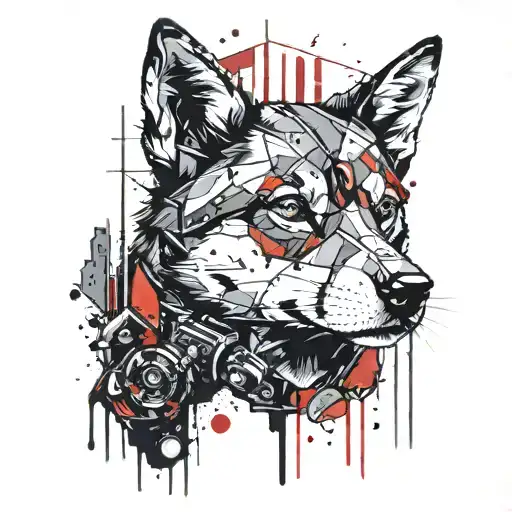 cyberpunk shiba inu tattoo design idea